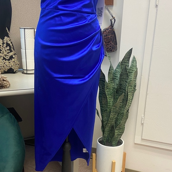 Emerald Sundae Cobalt Blue Satin Midi Dress - Picture 2 of 8